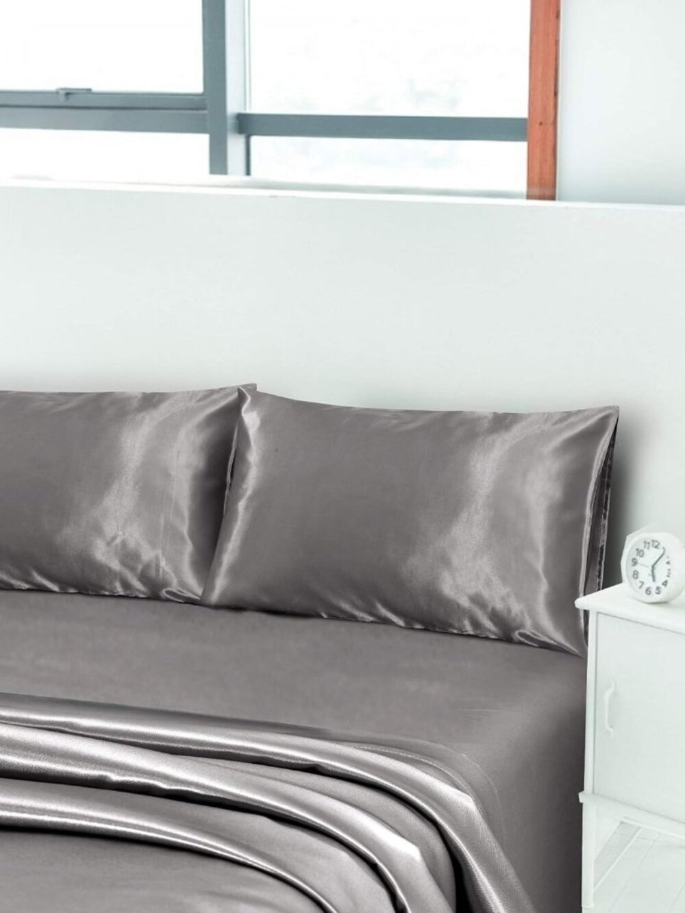 King Sz 4 Pc Bed Sheet Set Silky Smooth Satin Deep Pocket X002YMM88F - Picture 2 of 6